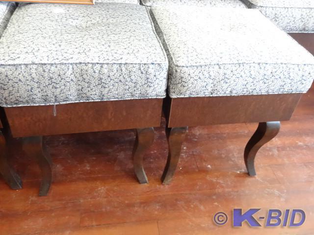 lot 47 image: 2 wood framed cushioned stools. 16 ...