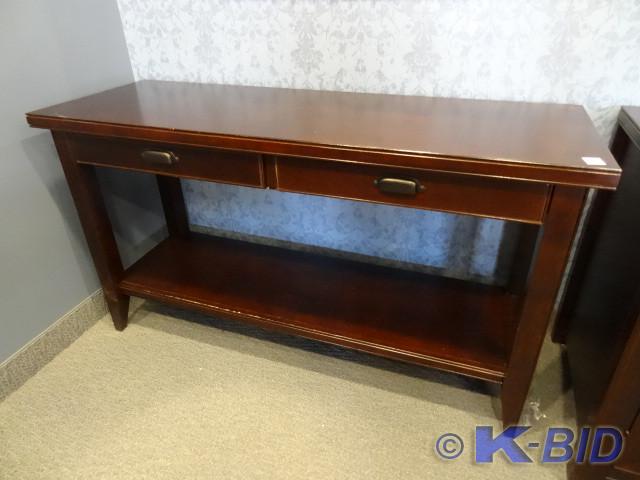lot 58 image: Wood table with 2 pullout drawers a...