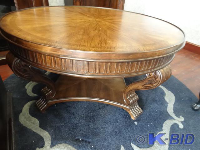 lot 7 image: Decorative wood coffee table. Excel...