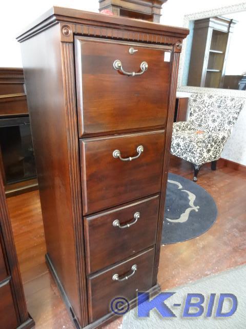 lot 9 image: Decorative wood 4 drawer file cabin...