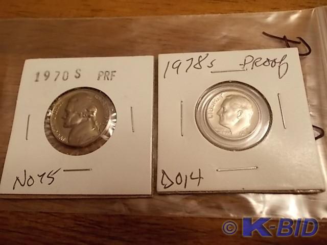 1970 S Proof Jefferson Nickel, 1978...