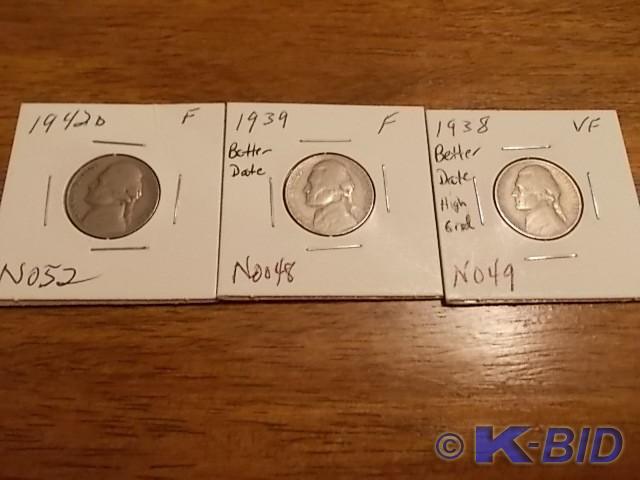 3-High Grade Jefferson Nickels (Bet...