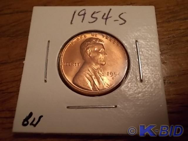1954 S Lincoln Cent BU