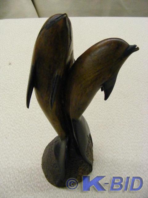 Carved Wooden Dolphins, 11.5 tall