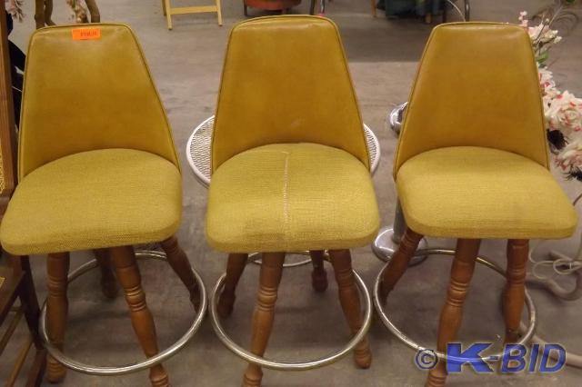 Three (3) bar stools, yellow