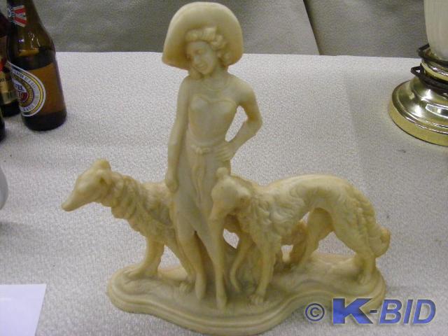 Girl with Dogs Figurine, smoke stai...