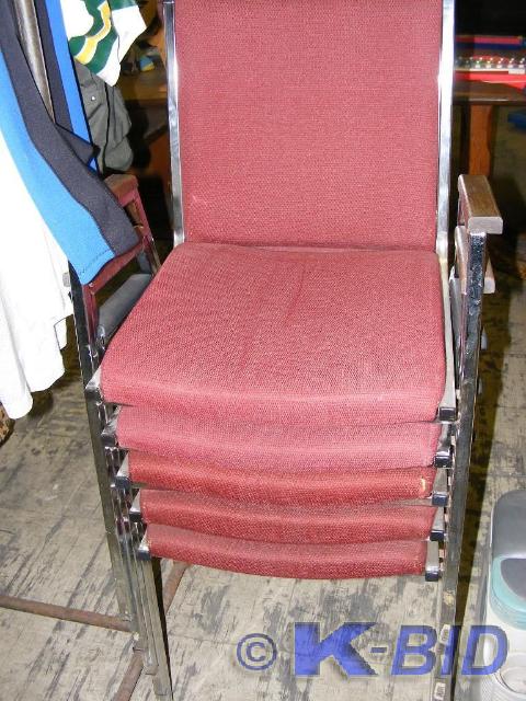 4 red seat stackable chairs