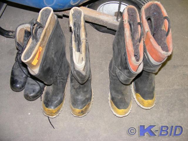 two pairs of steel toed rubber boot...