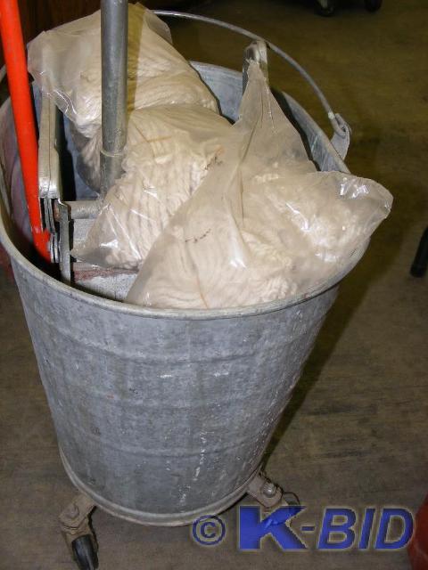 Metal Mop Bucket and contents
