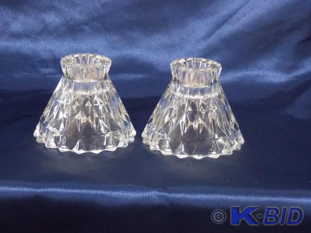 Pair of Diamond Cut Candle holders ...