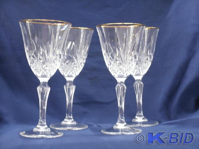 Set of 4 Crystal Goblets with Gold ...