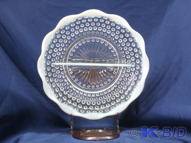 Milk Glass Hobnail Divided serving ...