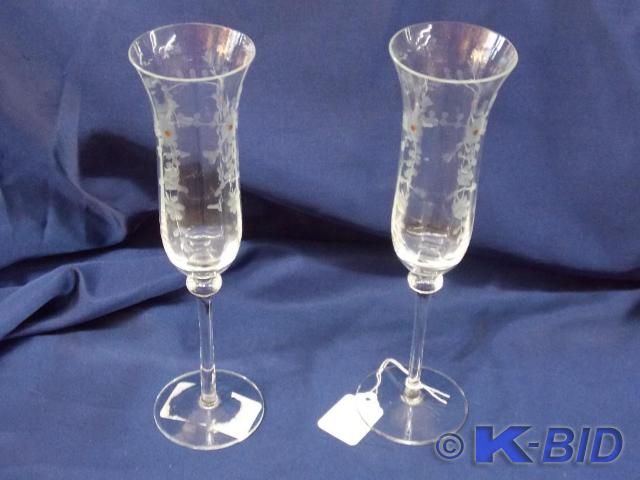 Pair of vintage champagne flutes.