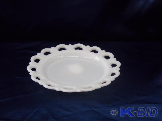 Milk glass plate approx 8 inch diam