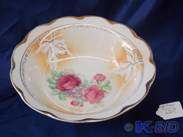Rose Pattern Porcelain 9.5in diam b...
