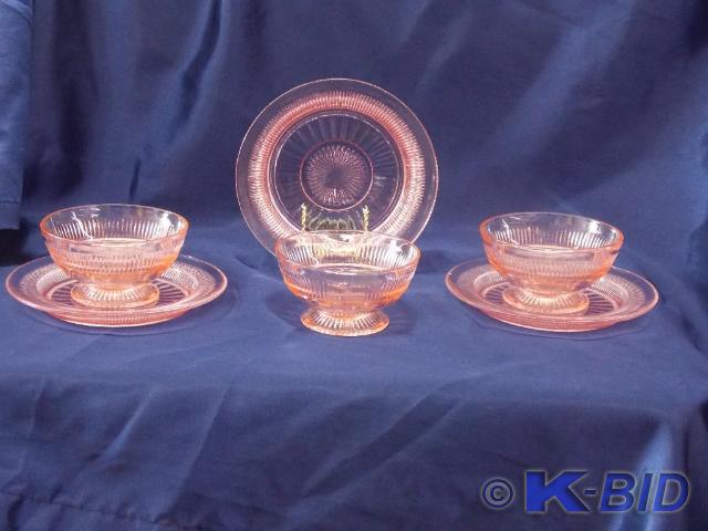 Pink Depression Glass Set of 6 (3 S...
