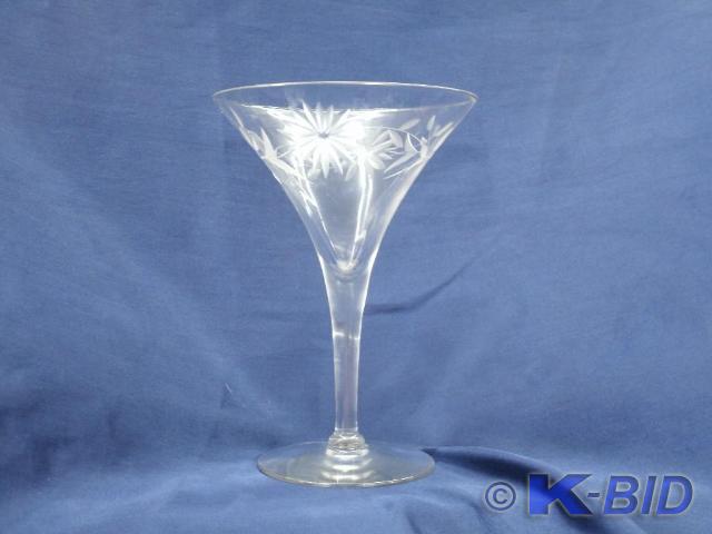 Etched Martini Glass approx 4 inche...