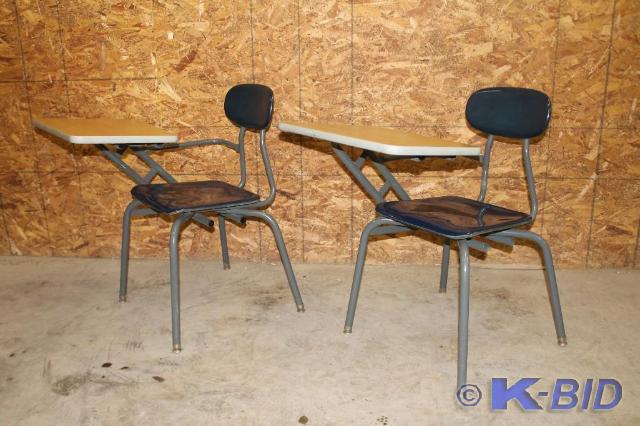 lot 127 image: -Lot of 2 Student Desks w attached...