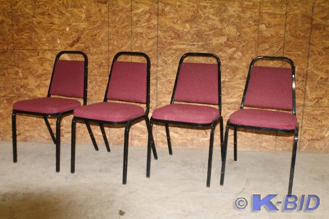 lot 177 image: -Lot of 4 cushioned chairs (red) -S...