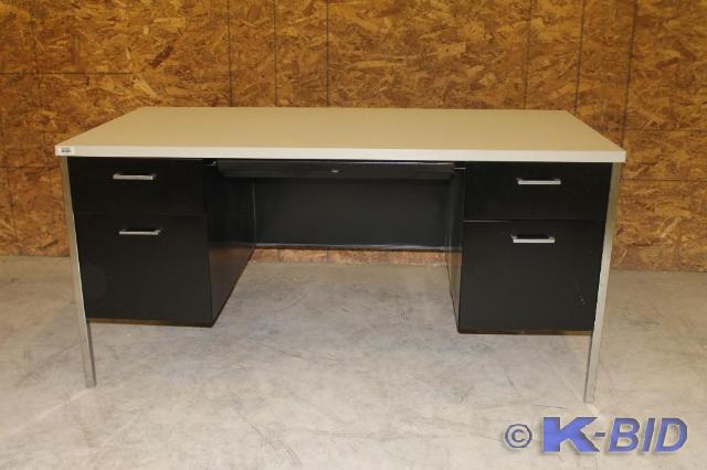 lot 196 image: -Teachers desk -Black front, white...