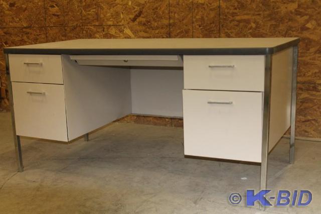 lot 201 image: -Teachers desk -Tan front, white n...