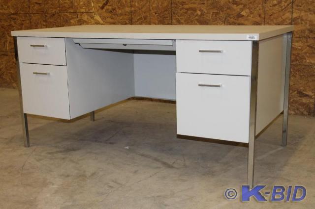 lot 217 image: -Teachers desk -Light Grey front, ...