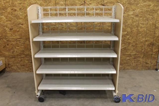 lot 26 image: -Double-sided shelving unit -10 she...