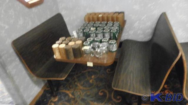 Brown Booth Seats 4 Stuff On Top No...