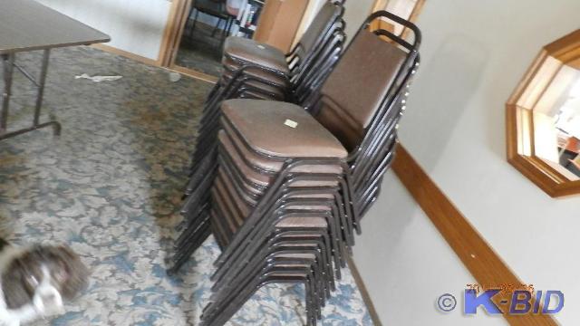 9 Brown Stacking Chairs
