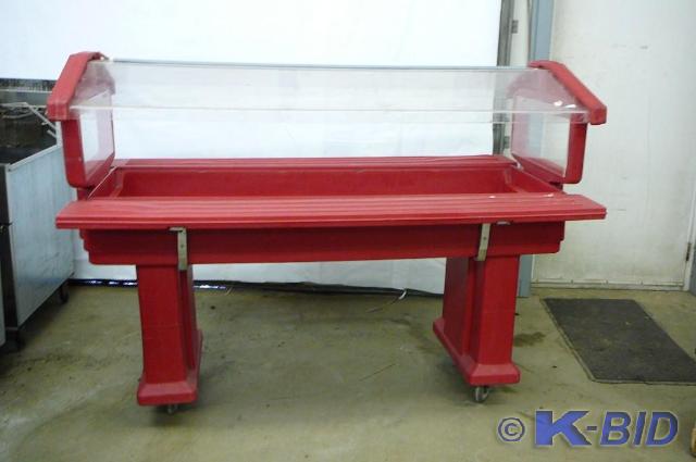 Plastic buffet table on casters wit...