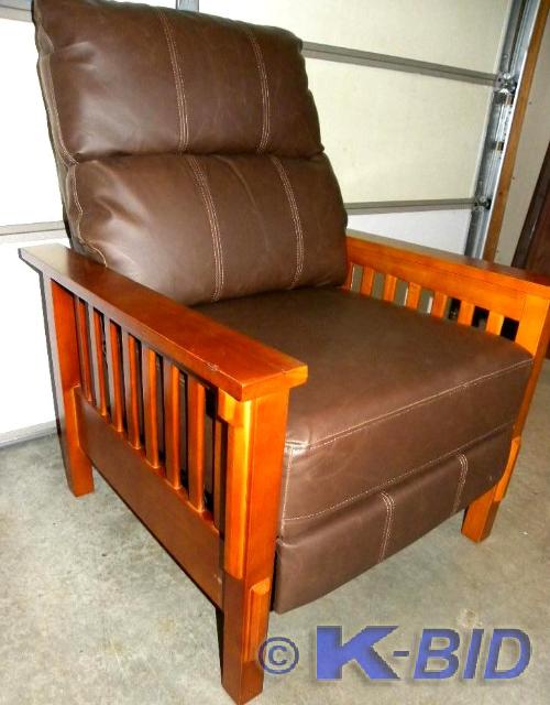 lot 46 image: Mission Style Recliner, solid wood ...
