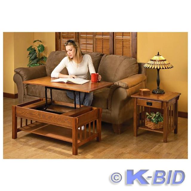 lot 5 image: Mission Style Lift Top Coffee Table...