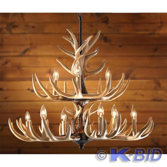 lot 65 image: Castle Creek 12 Light Antler Chande...