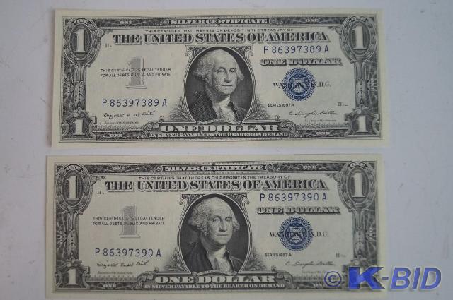 $1 silver certs consecutive serials...