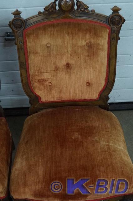 4 Antique orange velour parlor chai...