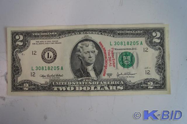 Lot of four $2 bills Consecutive no...