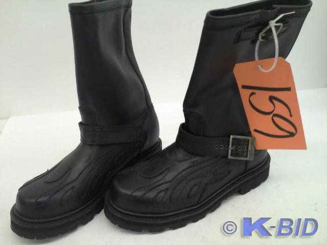 Engineer boot, black with flames, s...