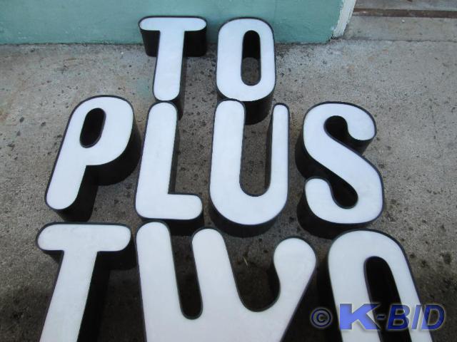 TO PLUS TWO cut lit letters, measur...