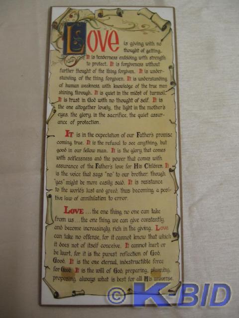 lot 186 image: Love plaque.