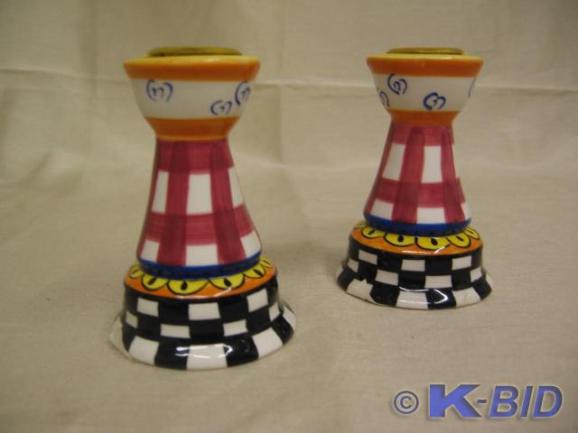 lot 190 image: Set of checked candle sticks. Cute ...