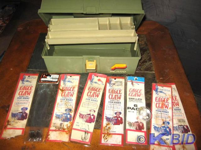 lot 8 image: Plano tackle box with assorted hook...