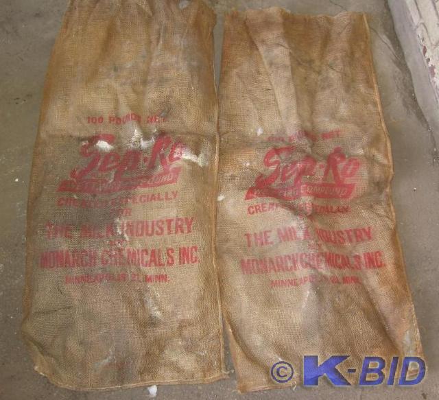 lot 98 image: Pair of plastic lined burlap sacks