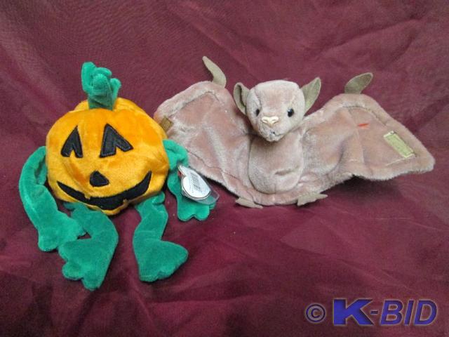 lot 112 image: Ty Beanie Babies. Pumpkin and Batty...