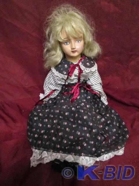 lot 184 image: Vintage porcelain doll with long bl...