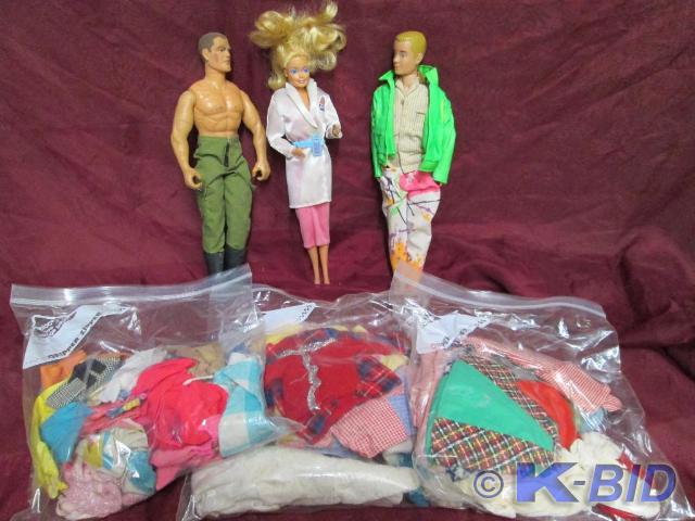 lot 191 image: Barbie, Ken, and GI Joe dolls with ...