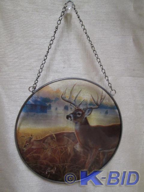 lot 201 image: Sun catcher featuring deer in the m...