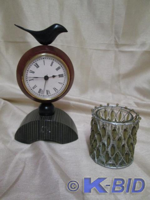 lot 203 image: Unique mantle clock with green fini...