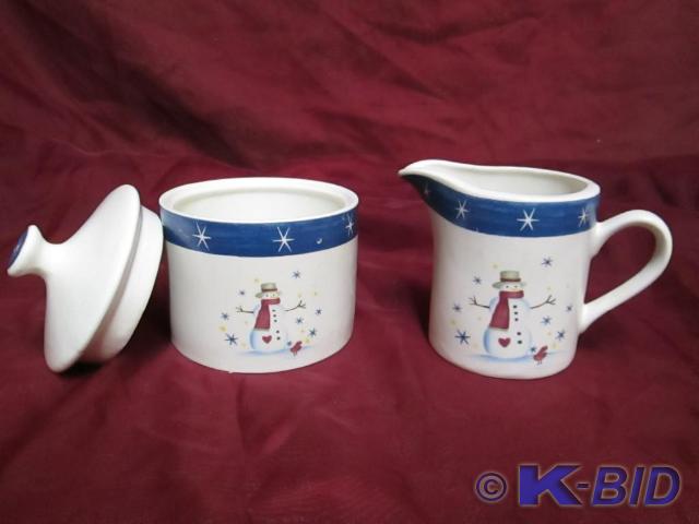 lot 207 image: Snowman sugar bowl and creamer set ...