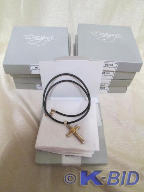 lot 247 image: Lot of 9 two tone cross necklaces o...