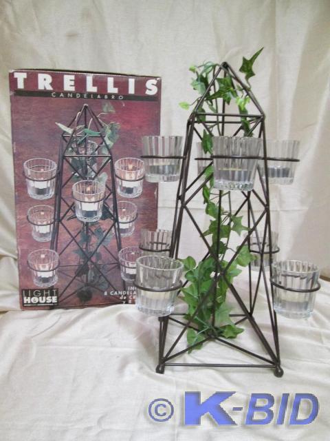 lot 47 image: Light House trellis with votive can...